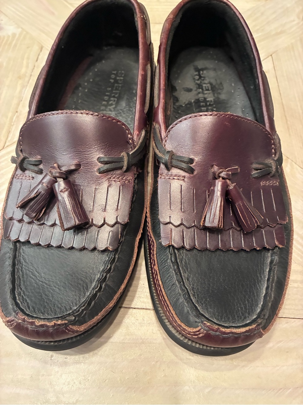 Sperry Men’s Burgundy and Black Tassel Slip-On Loafers